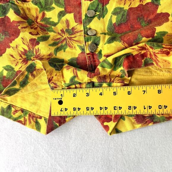 No Excuses Shorts Womens 26 High Waisted Floral Denim Button Fly Vintage 90s - Picture 12 of 13